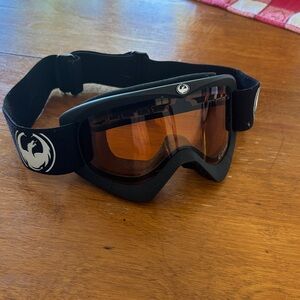 Black Ski Goggles with Orange Lens
